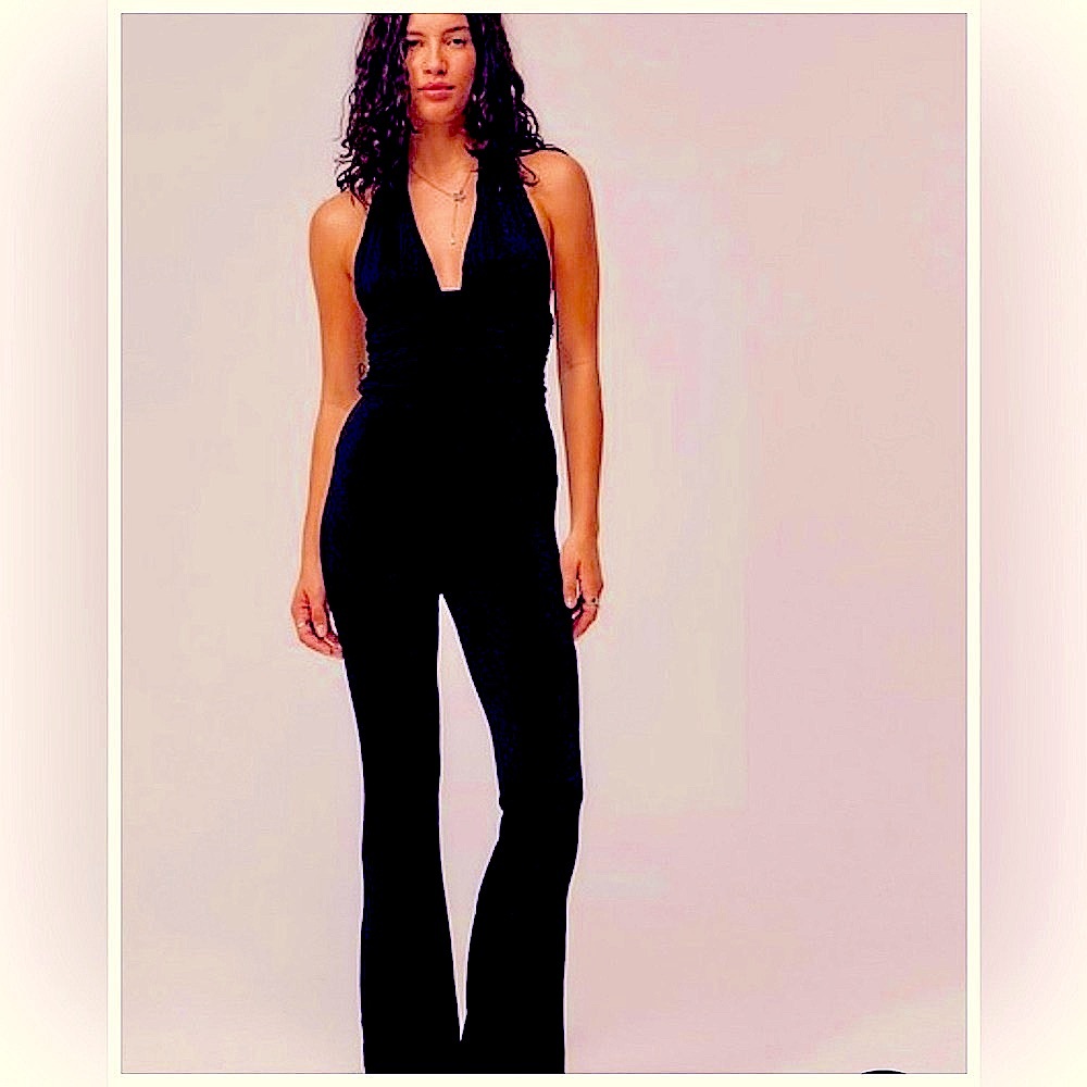 Elegant Black Halter Jumpsuit. New Silence + Noise